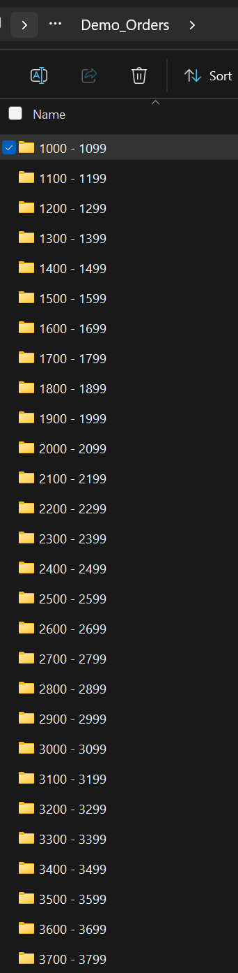 Client job folder structure on the file server - full directory tree